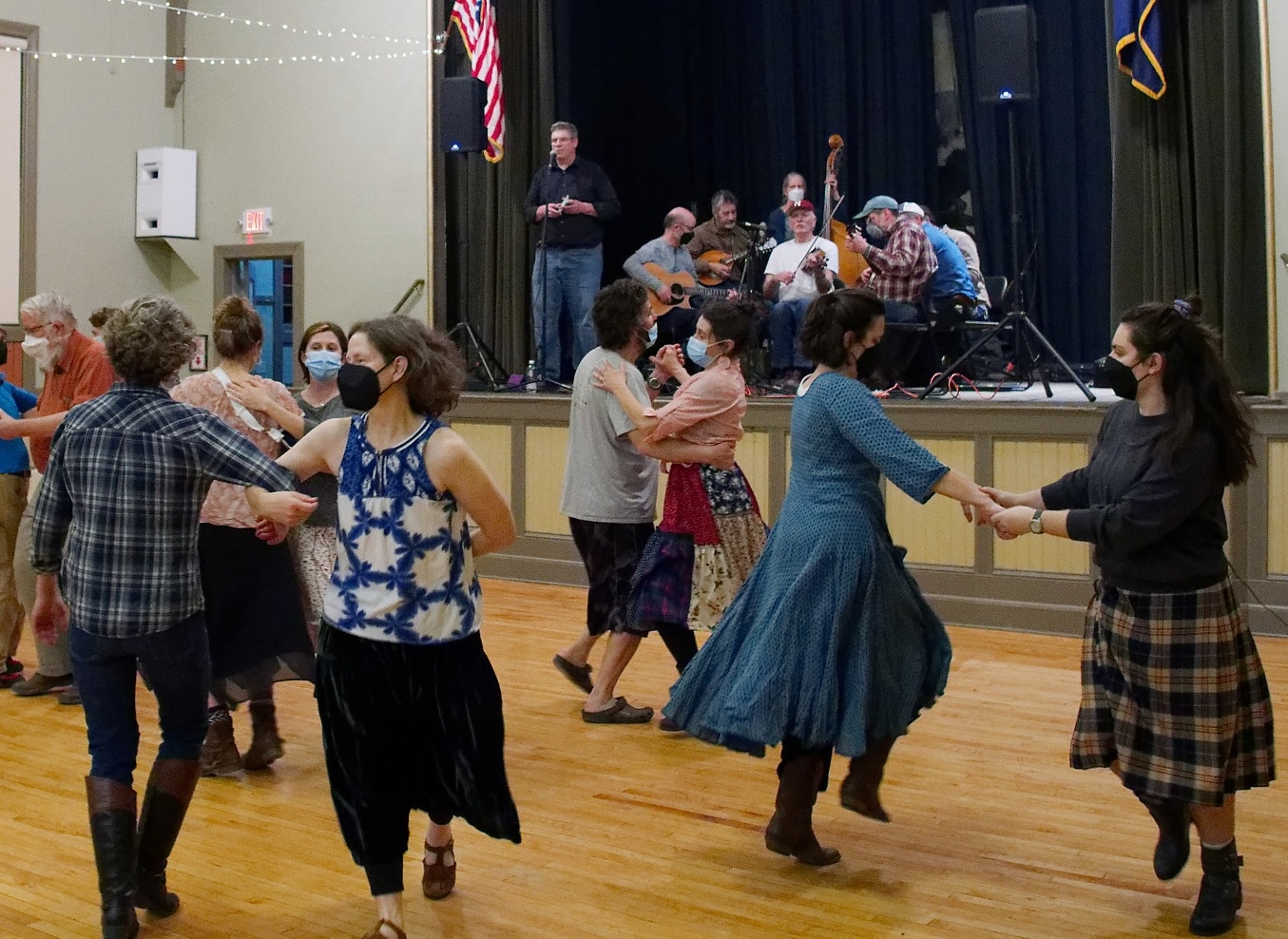 Don Stratton calling a square dance.